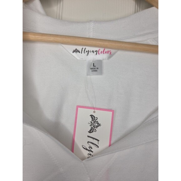 Indiana University Women White Hoodie Pullover Criss Cross Neckline Pockets Sz L - Picture 3 of 12